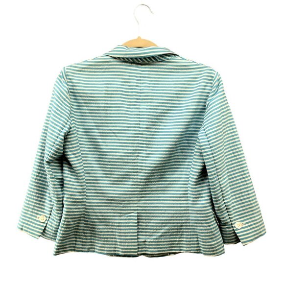 Brooks Brothers Stellita Fit Seersucker Blazer Womens Size 4 Blue White Stripe - Picture 2 of 10
